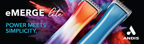 Andis eMerge Lite animal clippers in rainbow and blue